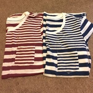 A STEAL! 2 Striped Tees with pocket